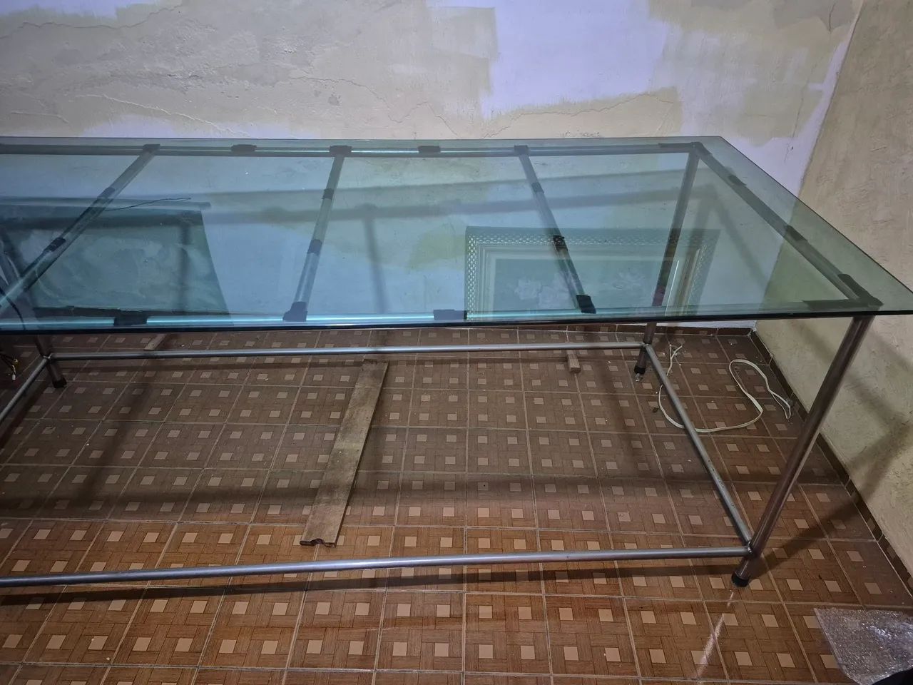 Mesa inox/vidro 2.30x1 mt