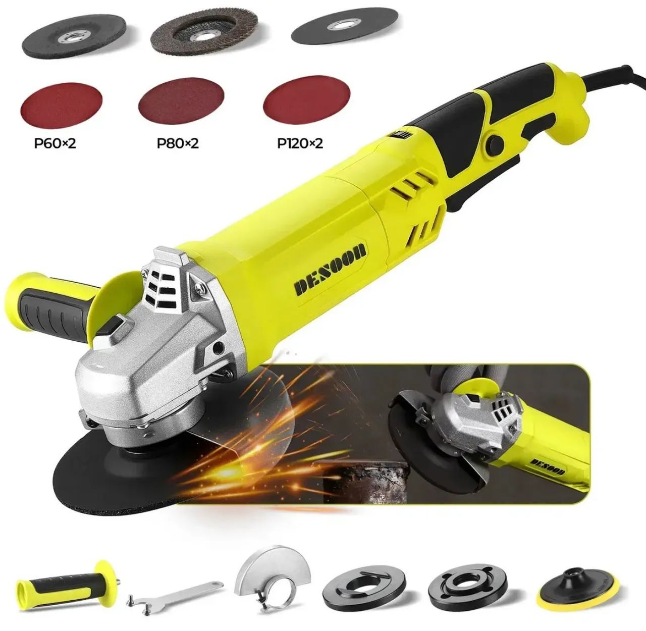 Esmerilhadeira com Controle de velocidade 1200W 5 polegadas Profissional com Disco Debaste - Foto 2