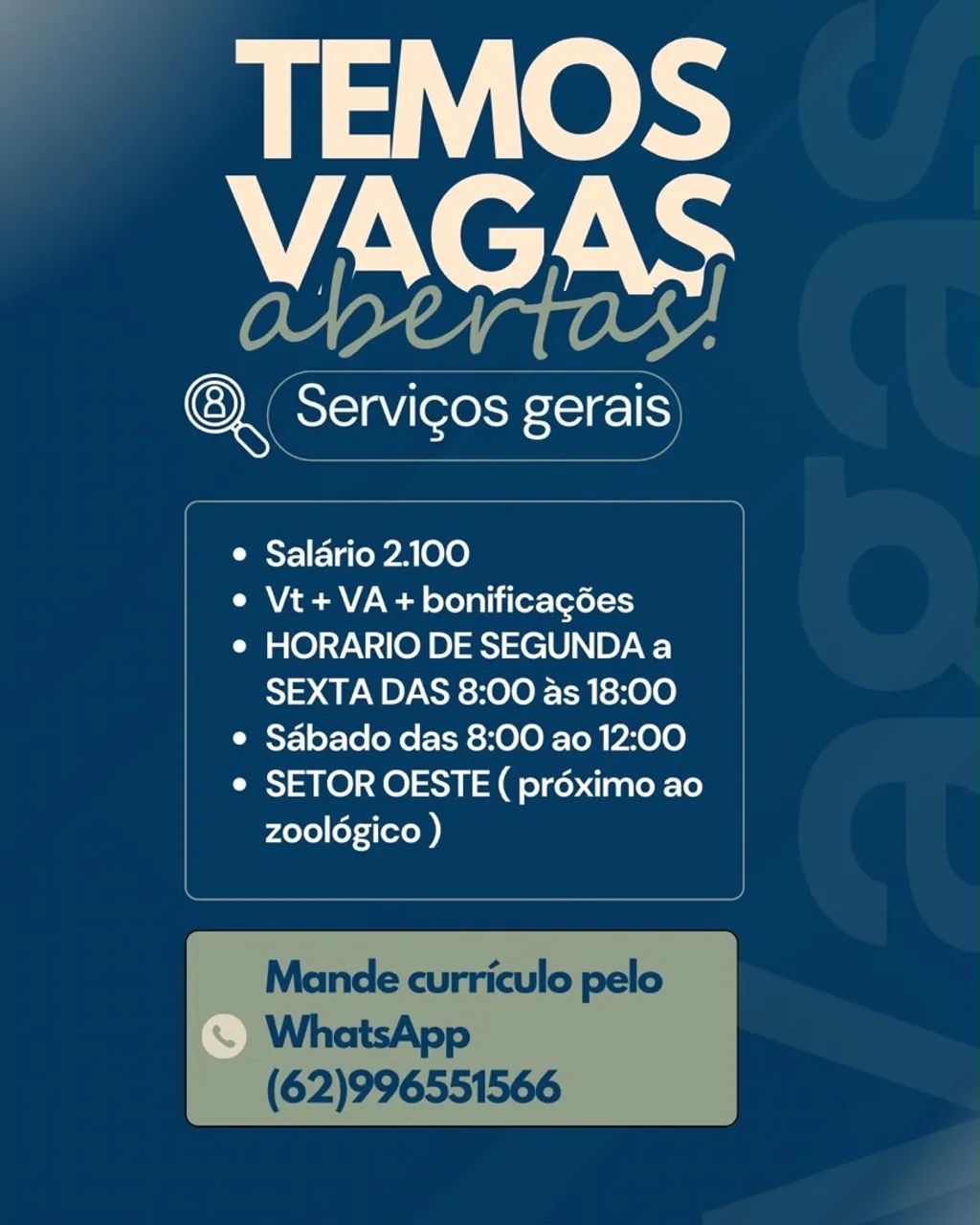 Vaga para serviços gerais 