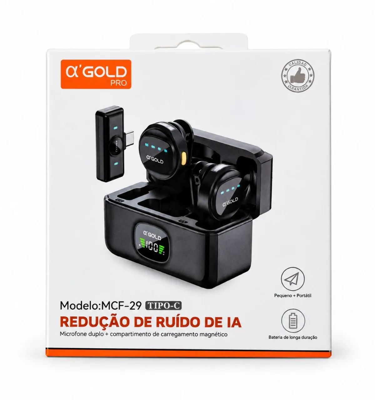 Microfone Lapela Sem Fio A'Gold MCF-29TIPO-C USB Tipo-C - Foto 4