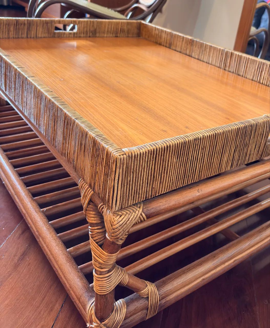 MESA DE CENTRO BAMBU E MADEIRA - Foto 4