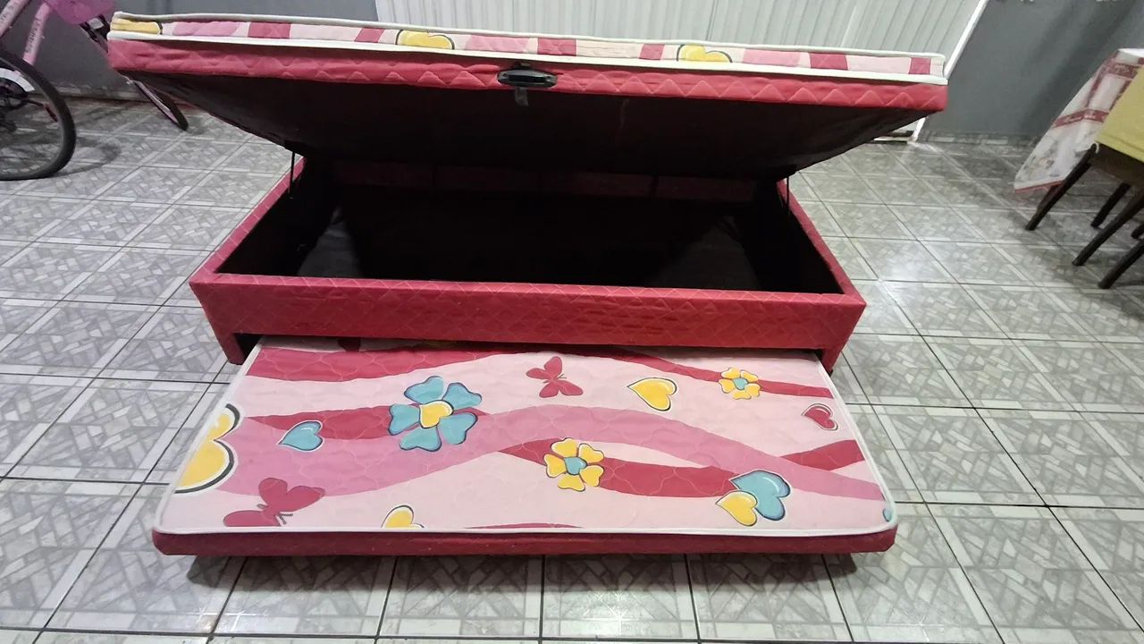 Colchão Box com Baú + Cama Auxiliar solteiro 