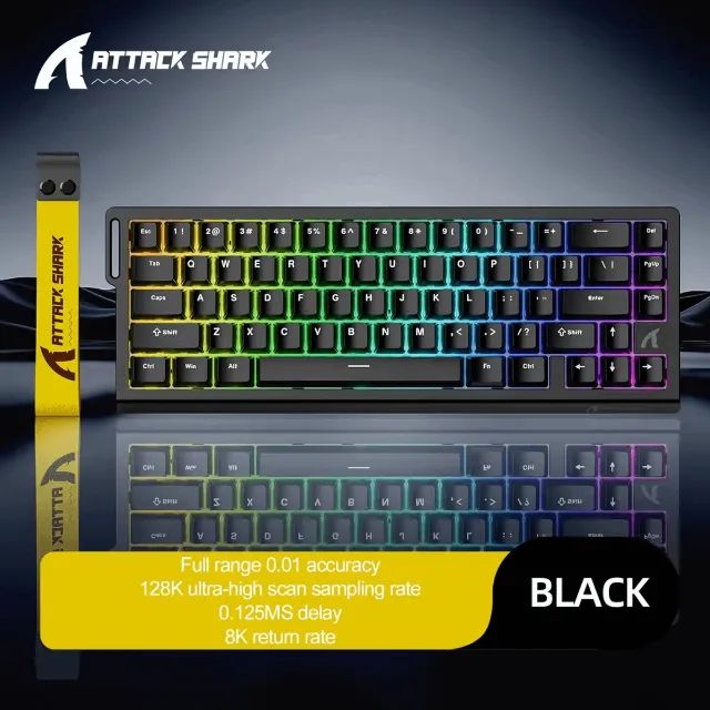 Teclado Mecânico Attack Shark x68he magnético 8000hz preto (Novo