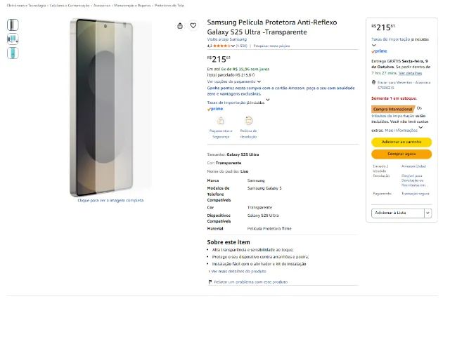 PELÍCULA S25 ULTRA ANTIRREFLEXO - ORIGINAL SAMSUNG - LACRADA - Foto 4