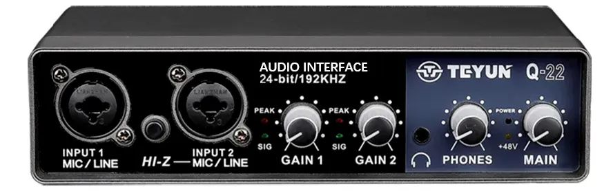 Interface de Áudio USB Teyun Q-22 24bit/192kHz  - Placa de Som