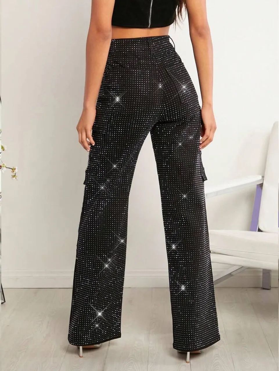 Calça Jens Feminina Preta com Strass - Foto 3