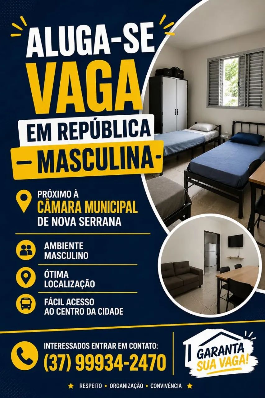 ? VAGA DISPONÍVEL EM REPÚBLICA 