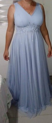 Vestido azul serenyt e terno cinza claro  - Foto 2