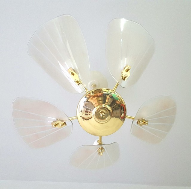 Luminária Pendente 5 Pétalas Em Vidro Anos 50/60 Restaurada  - Foto 3