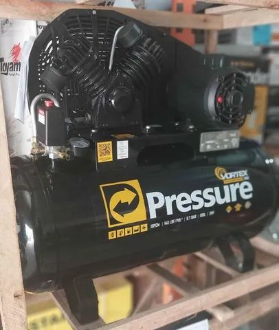 Compressor de 100 Litros vortex 300  com motor 2hp monofásico Pressure - Novo - Foto 4