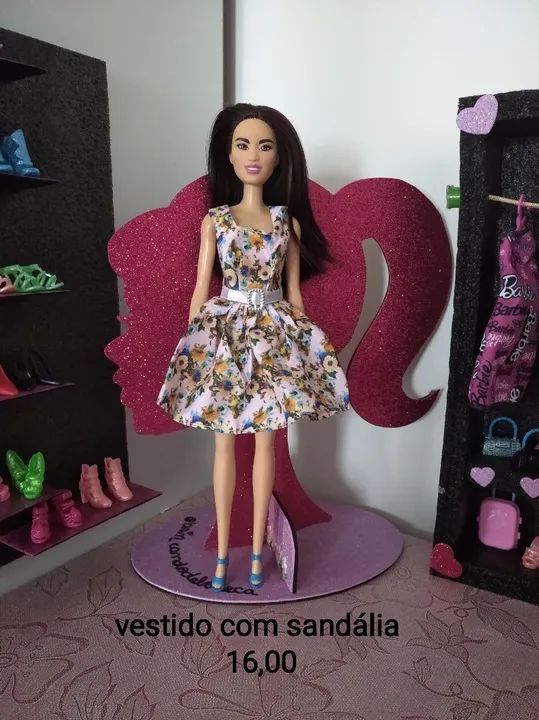 Roupa Barbie com vestido e sapato - Foto 3