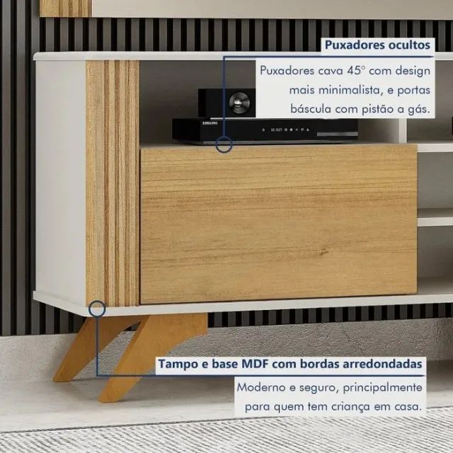 Rack Bancada Pés Madeira P/TVs Até 65 Polegadas 1.80M. Produto Novo Direto de Fábrica. - Foto 3