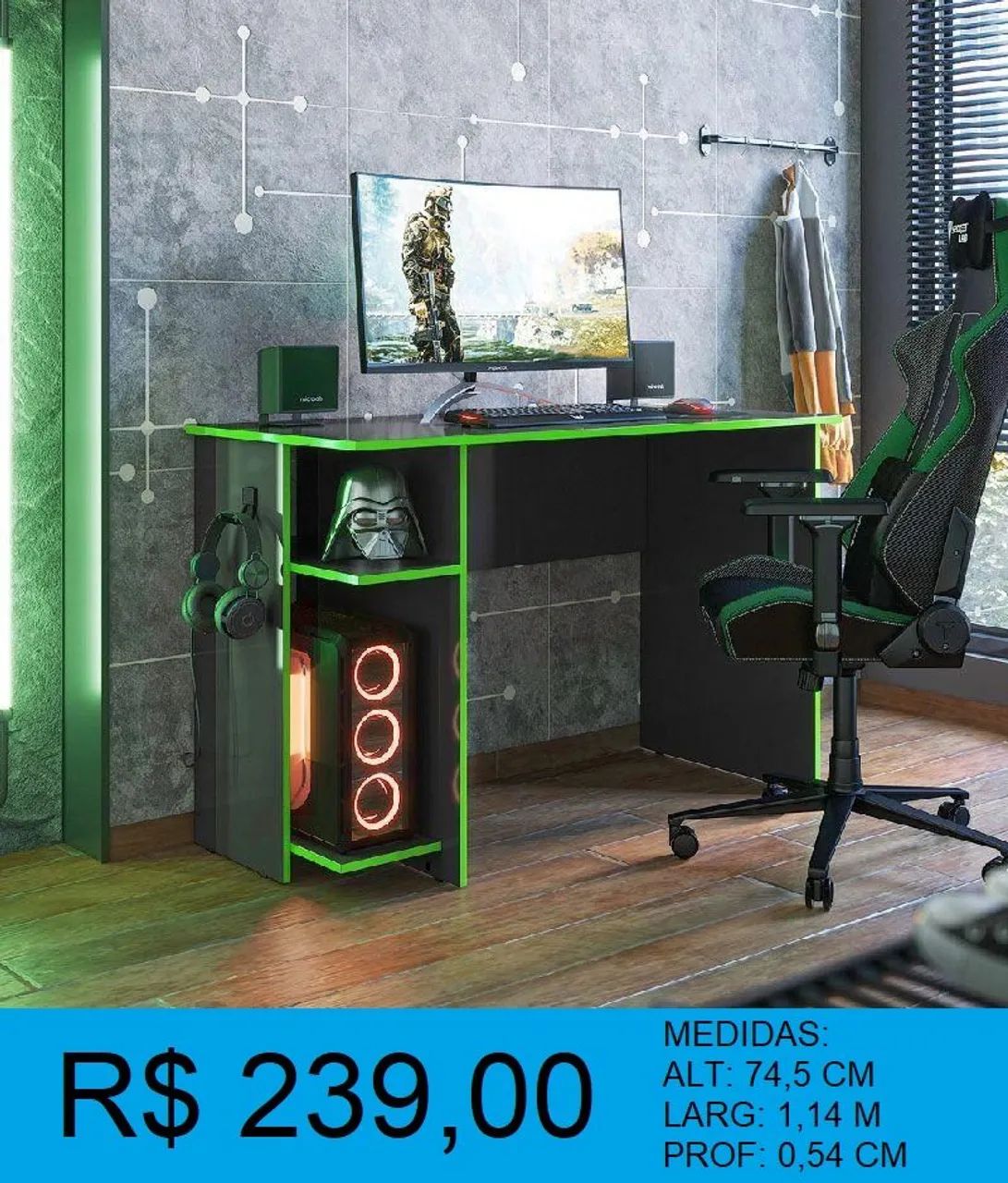 Escrivaninha mesa gamer / diversas cores - Foto 3