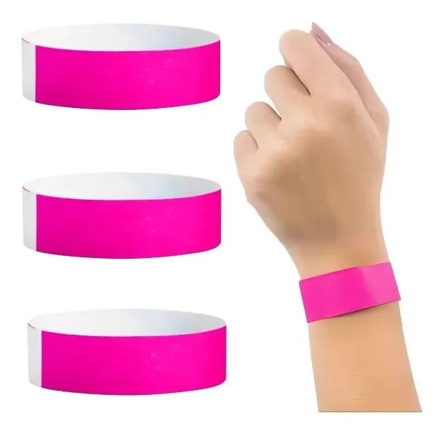 1000 Pulseiras De Identificação Lisas Festas Eventos Rosa para impressora laser