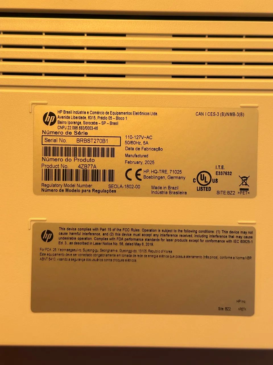 Impressora HP Laser 107a64318187029761122