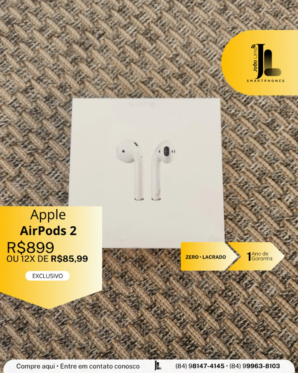 APPLE AIRPODS 2, LACRADO, EXCLUSIVO!