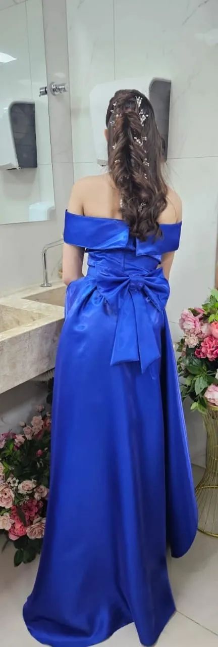 Vestido festa azul bic - com calda - Foto 3