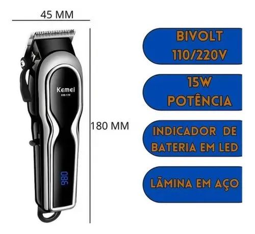Máquina de Cortar Cabelo Kemei KM-119 - Foto 4