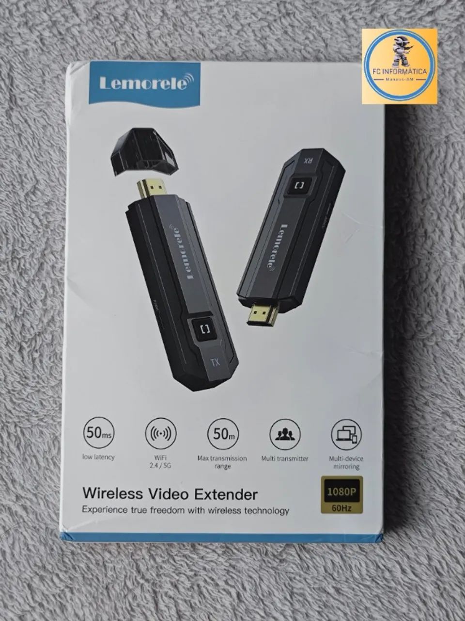 Kit transmissor e receptor vídeo HDMI wireless sem fio 1080p até 50m Lemorele