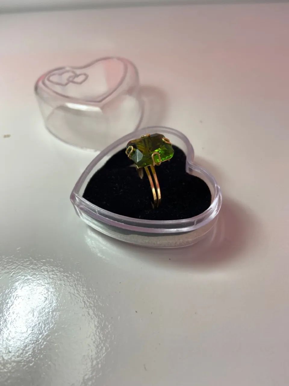 Anel com pedra verde ouro  - Foto 4