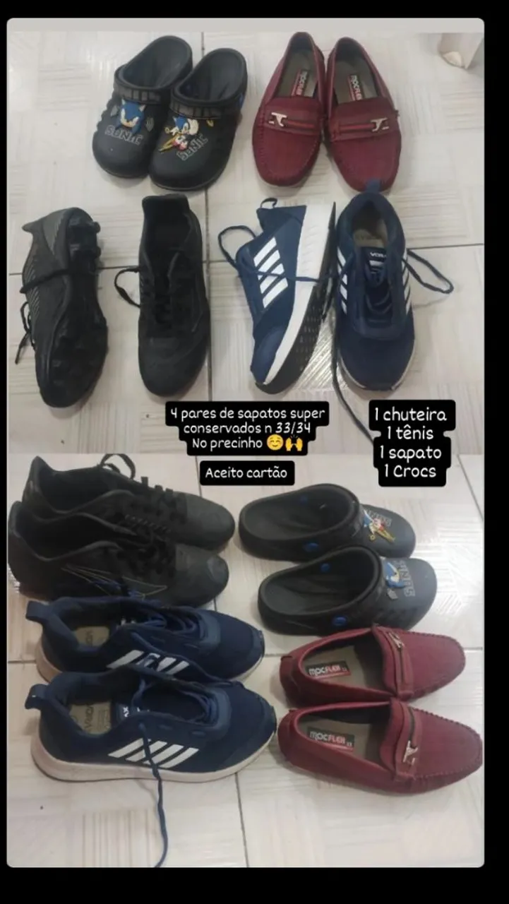 4 pares de sapatos semi novos