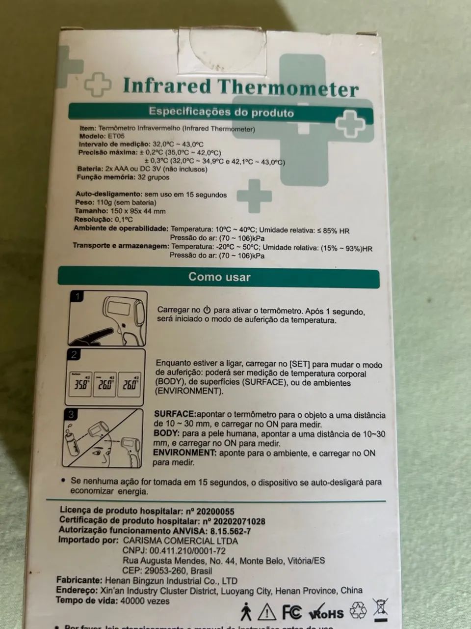 Termômetro Infravermelho Digital - BINGZUN ET05 - Foto 2