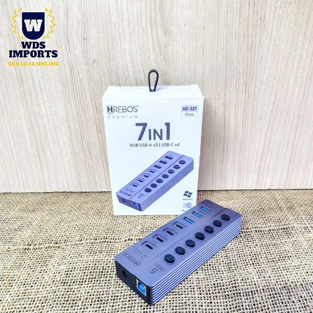 Hub 7 em 1 Usb-A x3 / Usb-C x 4