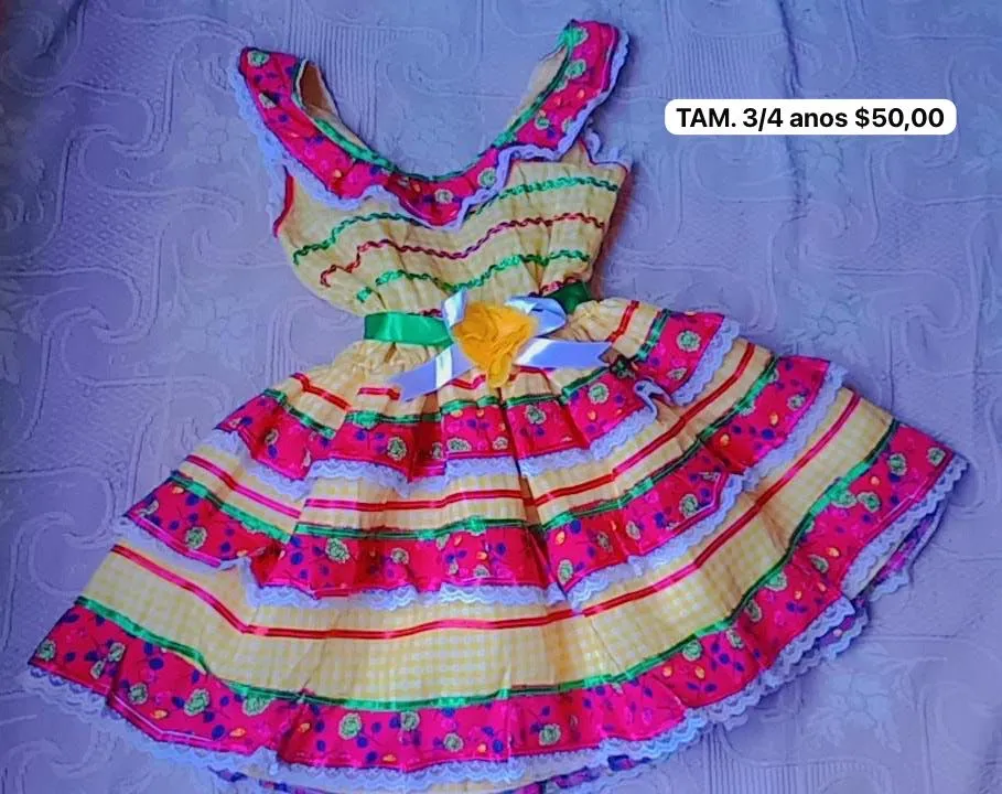 Vestido infantil Festa Junina 3/4 anos
