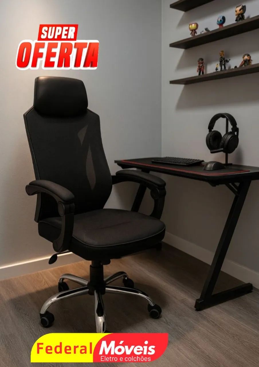 Cadeira Giratória Gamer Tela OR - Compacta e versátil para seu setup!