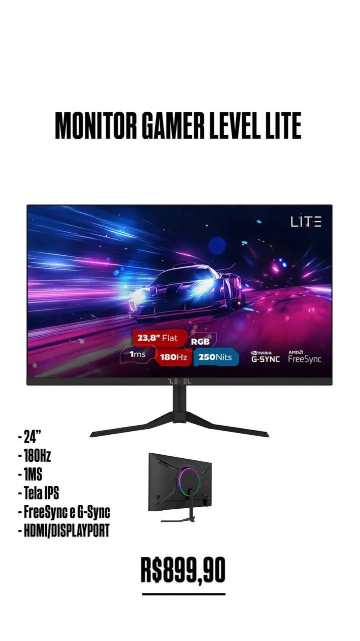 Monitor Gamer Hlevel 24p 180HZ 