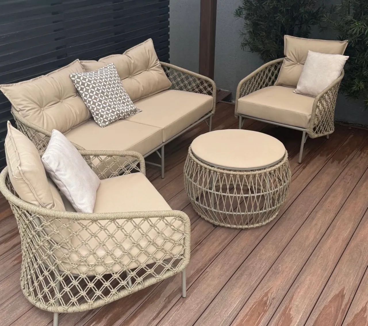 Sofa área externa alumínio corda nautica trico champanheira - Foto 2