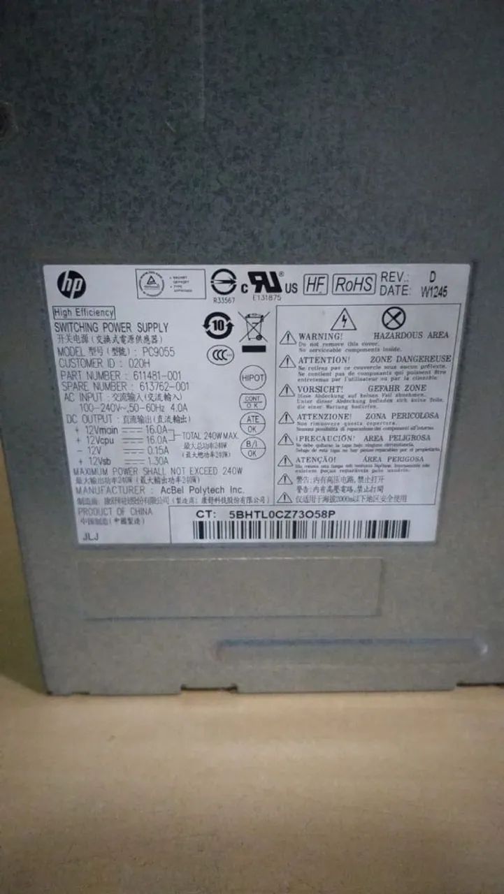 Fonte Para PC Desktop HP - Modelo 9055 com Setalhes - Foto 4