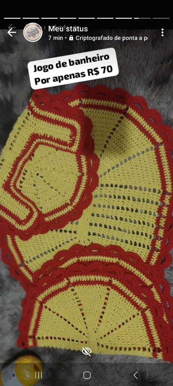Conjunto de croche para banheiro 3 peças