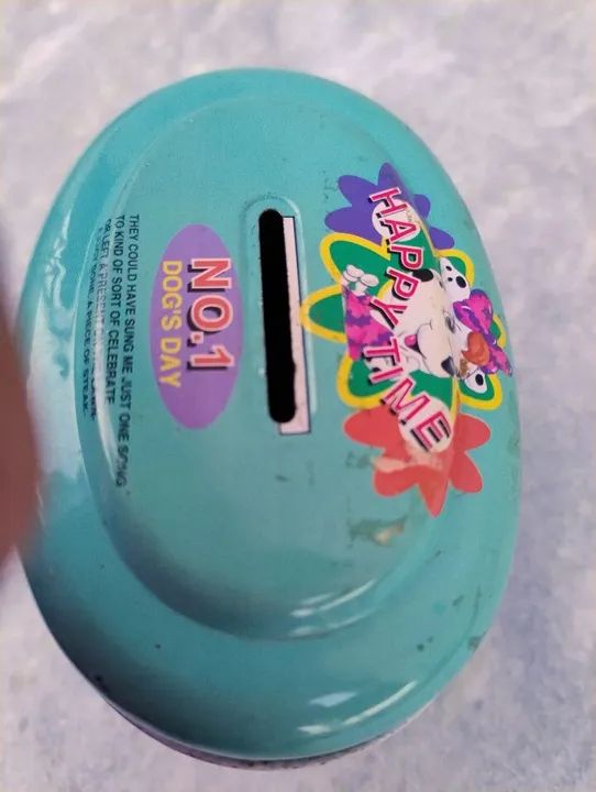 Cofrinho de metal vintage Happy Time Dog - Foto 5