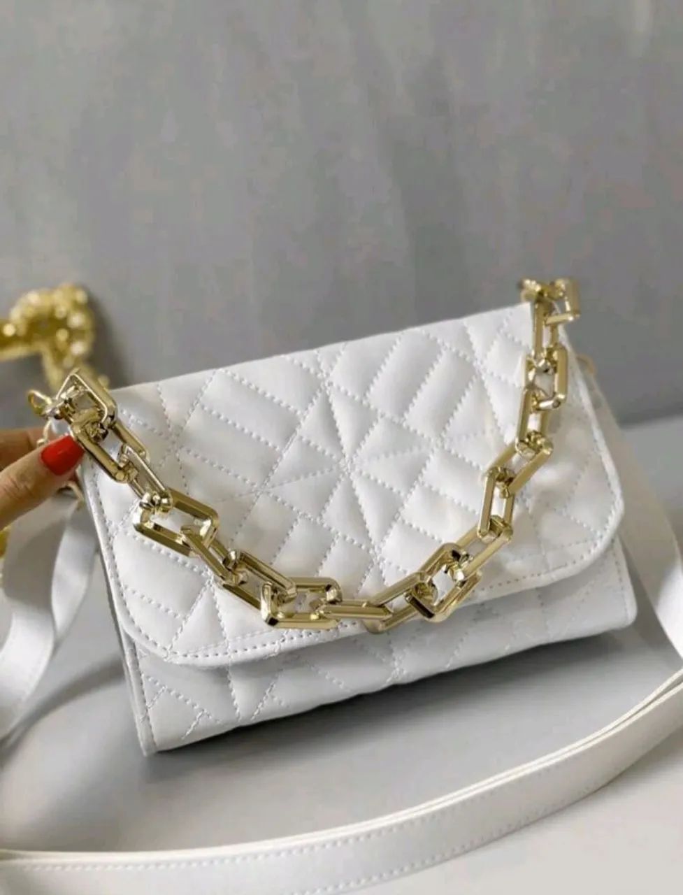 Bolsa branca com alça de argola - nova, nunca usada!<br>