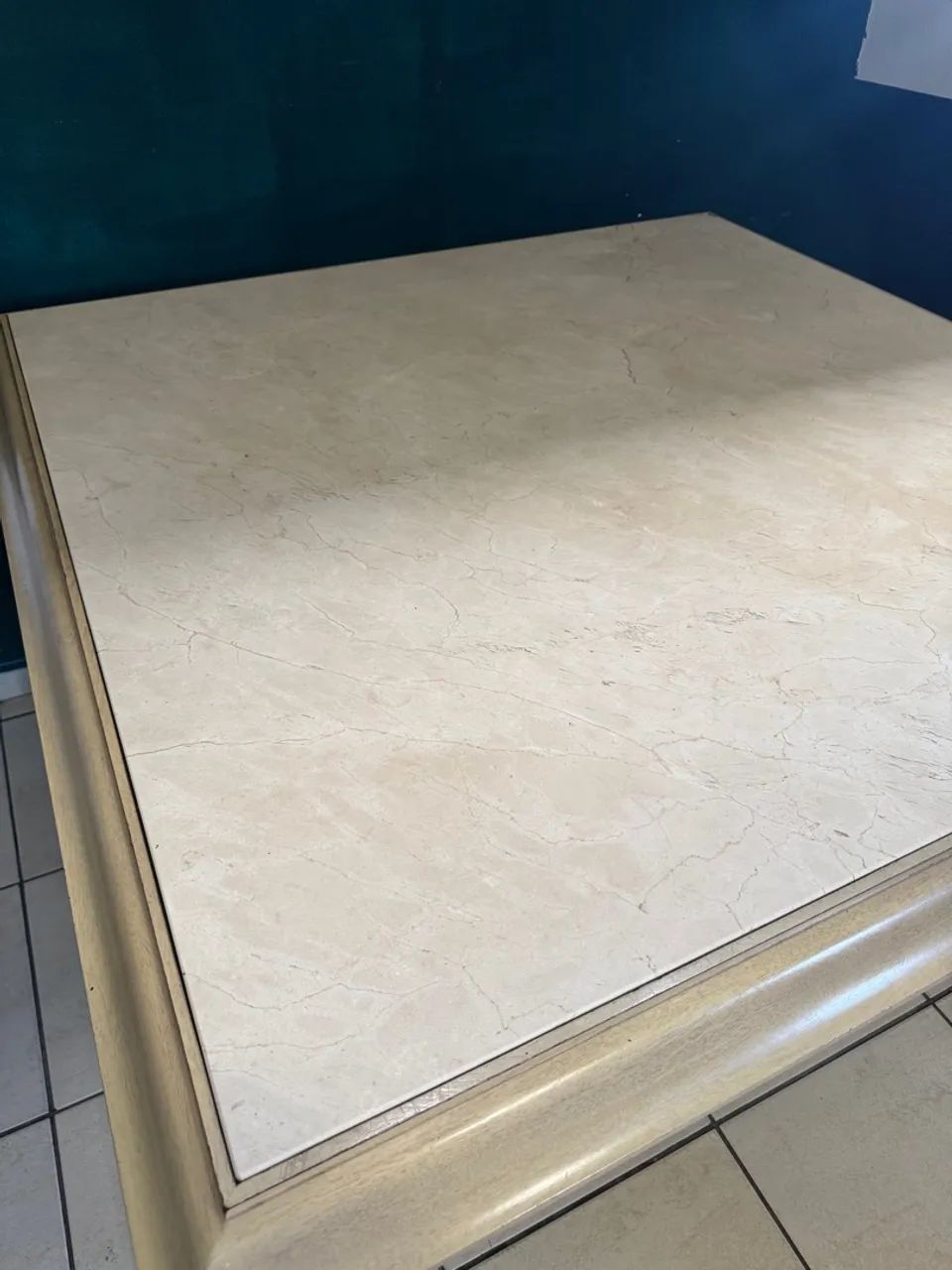 Mesa de jantar quadrada mármore com madeira - Foto 3