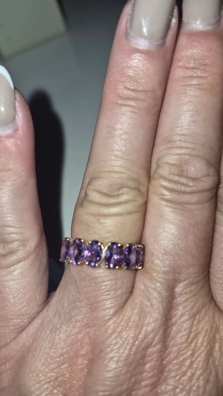 Meia aliança em ouro e pedras - Foto 2