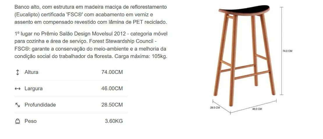 Banqueta Alta Tok&Stok - Foto 2