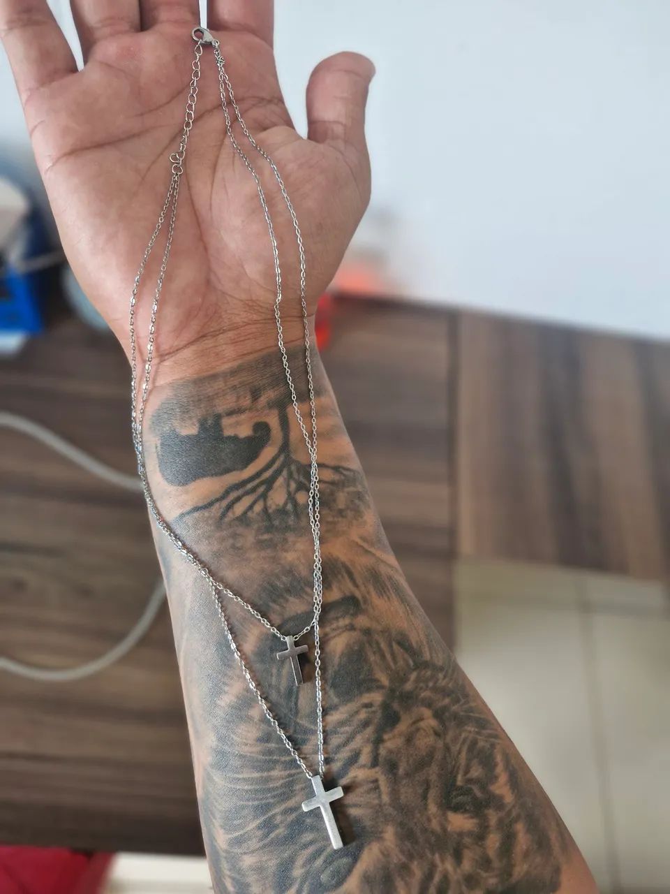 Pulseira e cordão duplo cristão  - Foto 3