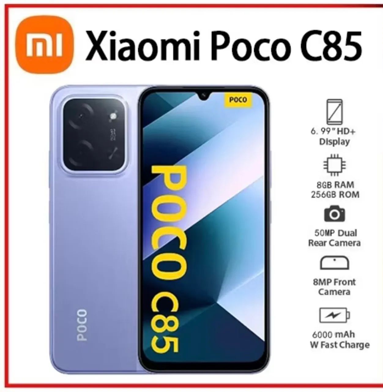 Novo) Xiaomi Poco C85 256gb 8gb Ram Global Cor Roxo + Capinha