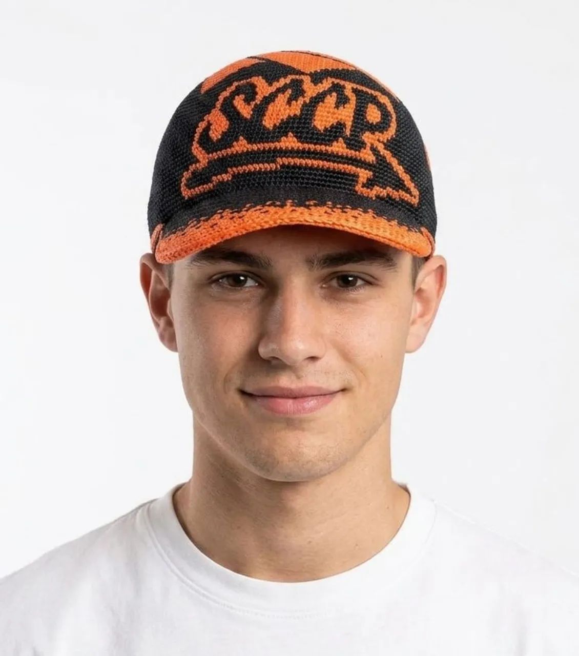 Boné de crochê Corinthians SCCP laranja 