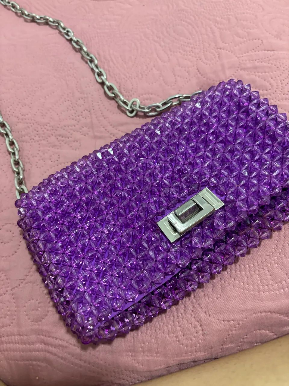 Bolsa roxa de miçangas zara - Foto 2