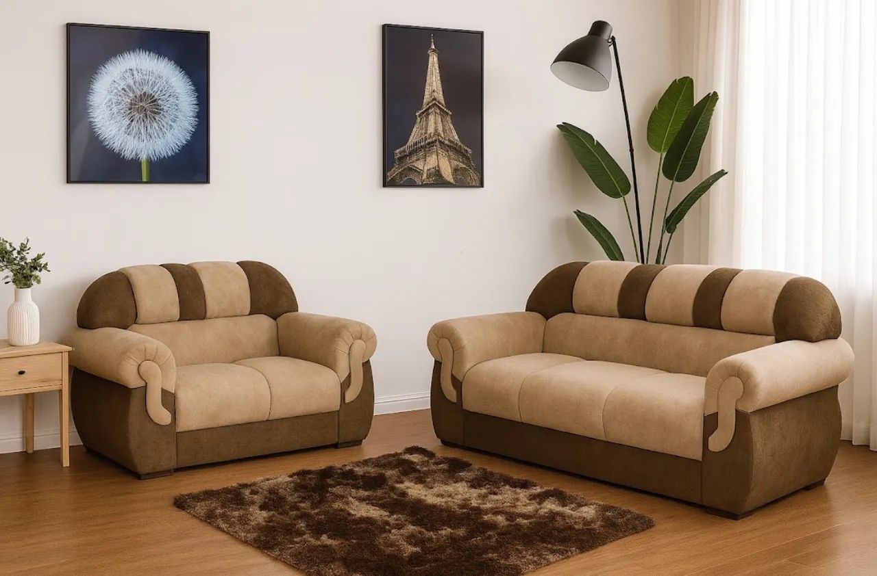 Conjunto Sofá 2 e 3 Lugares Suede65746290961282121