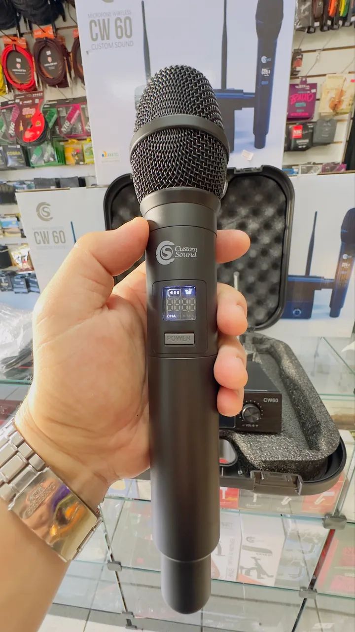 Microfone sem fio duplo UHF Digital CW-60 - Foto 5