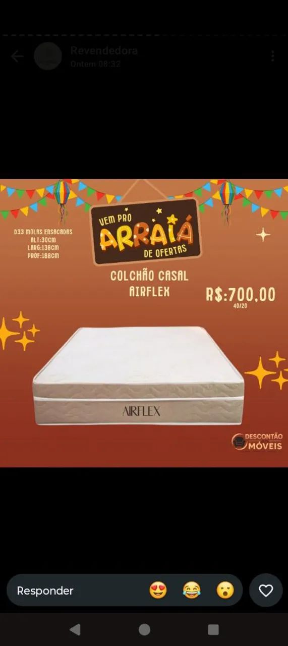 Colchão de casal molas ensacadas com D33 
