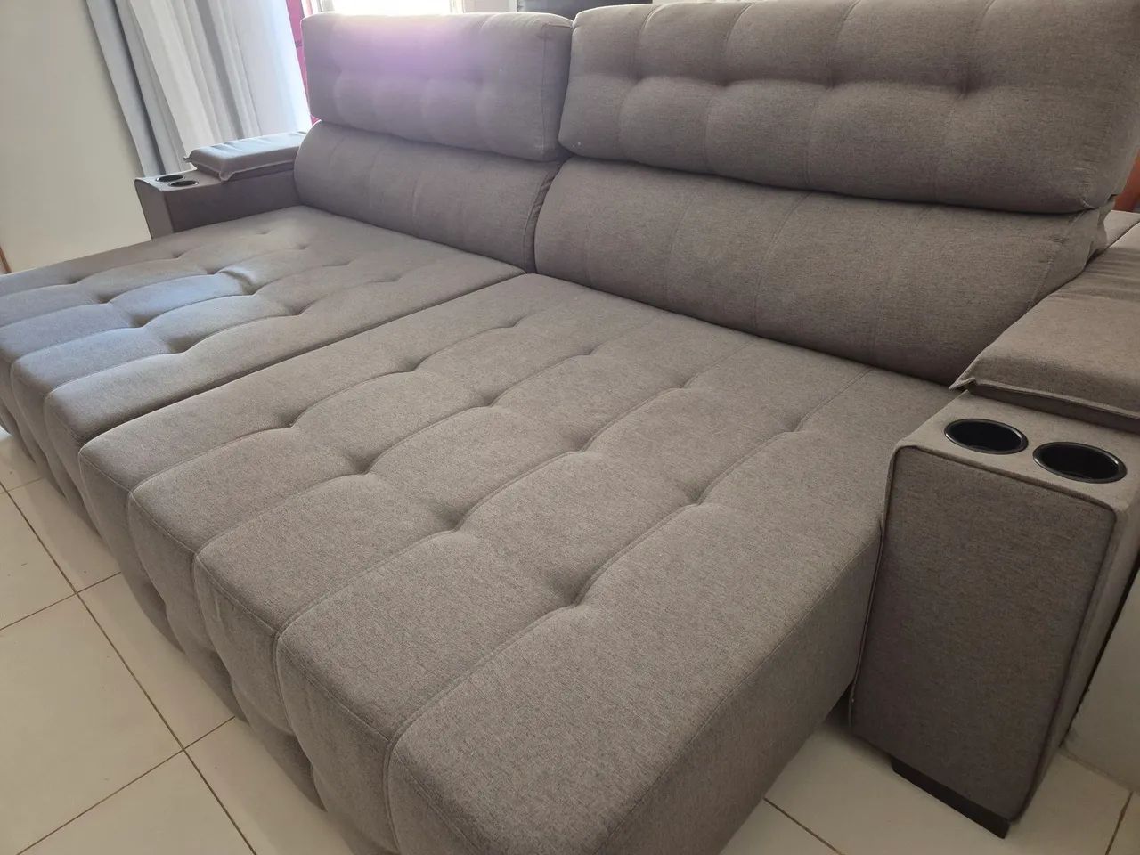 Sofa retrátil reclinável 3metros linho