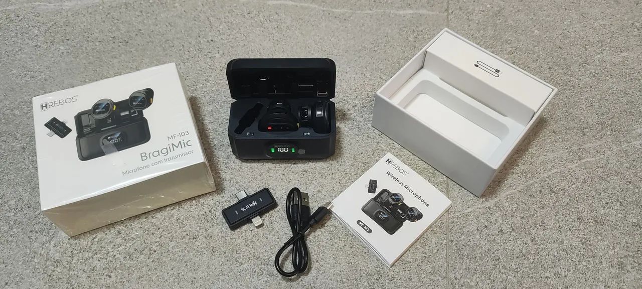 microfone de lapela Hrebos lightning e tipo c - Foto 4