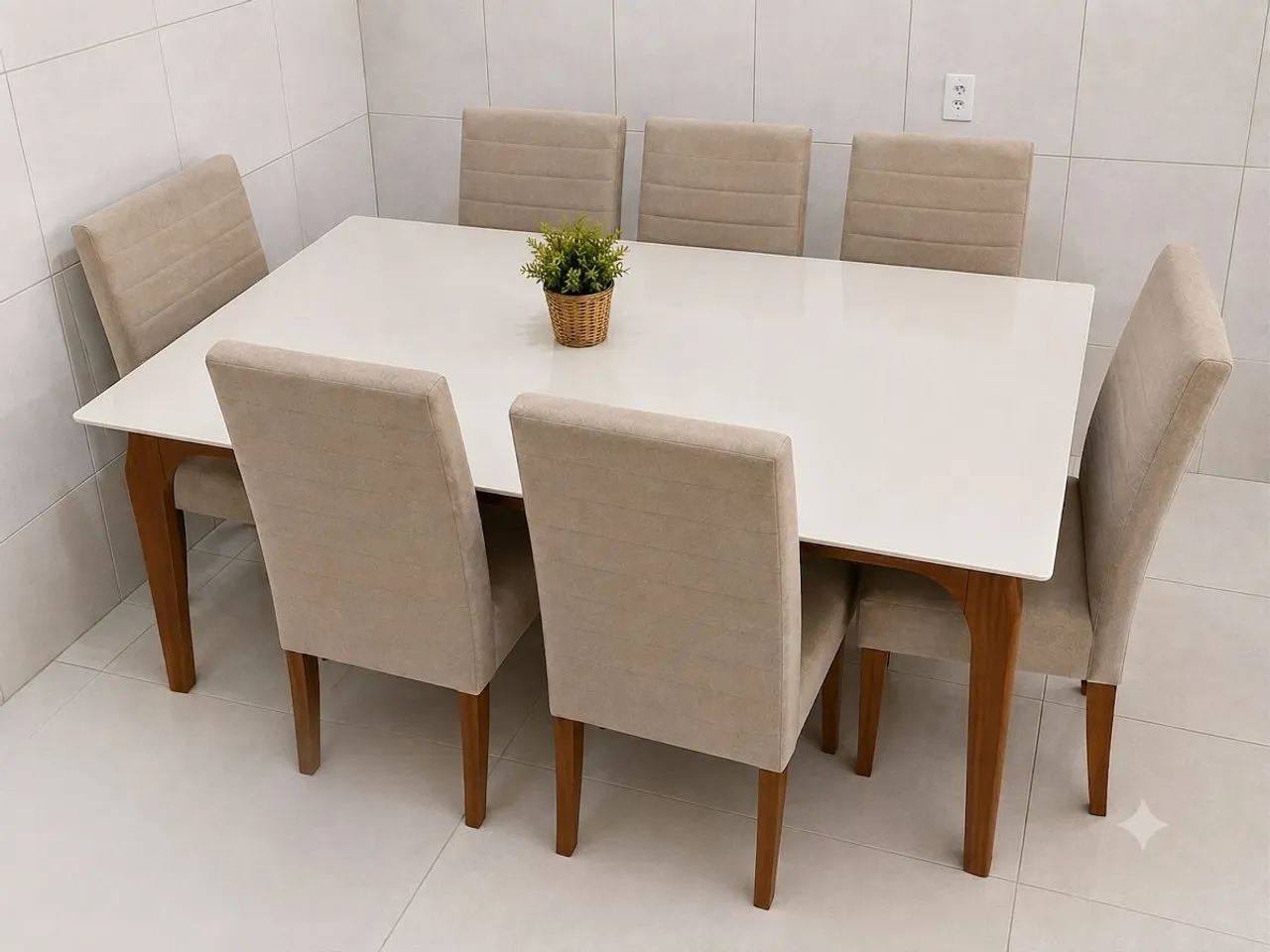 Mesa 6 Cadeiras Laqueada 