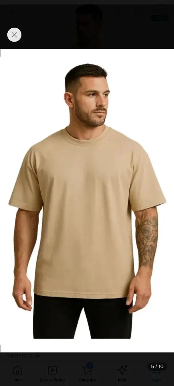 Camisetas Oversized Masculina Camisa Lisa 100% Algodão - G - Foto 2
