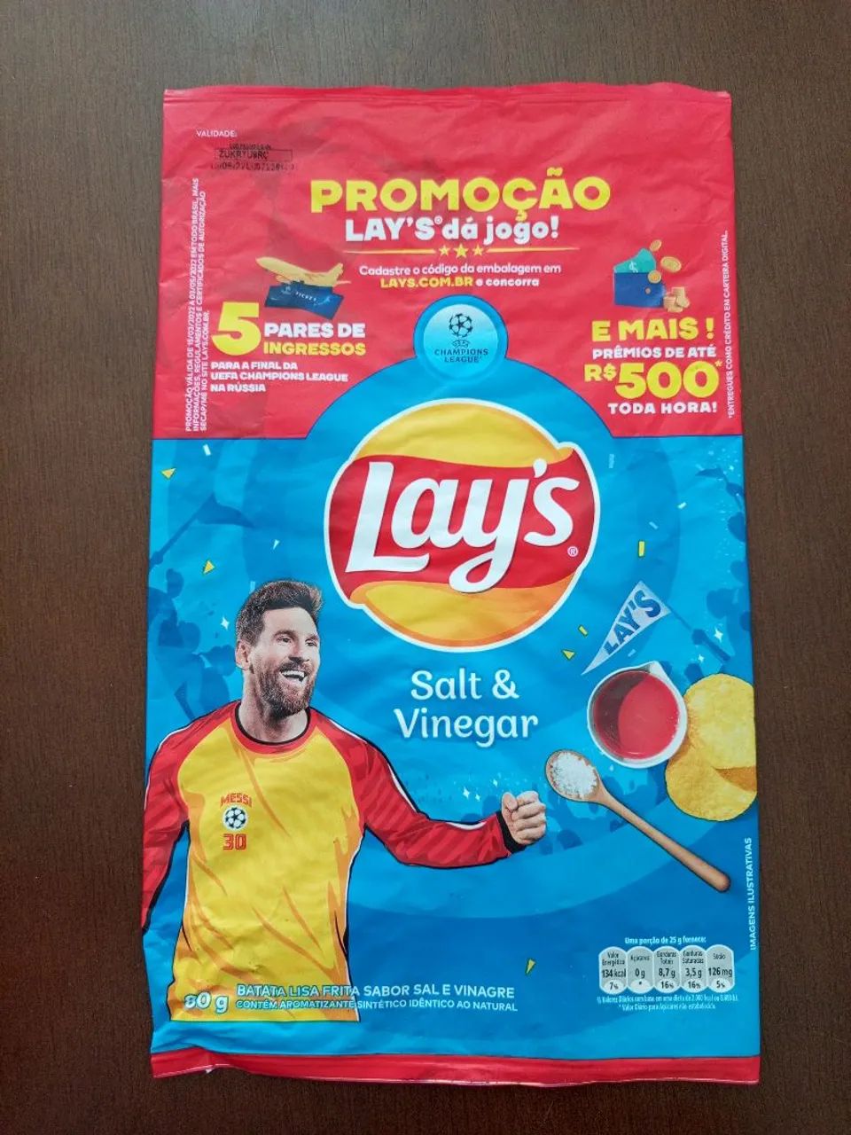 Embalagem Lays Messi 